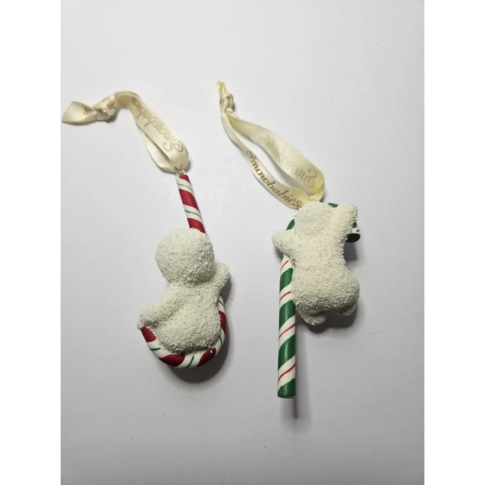 Department 56 Snowbabies Candy Cane Dance Christmas Ornament Set of 2 Bisque